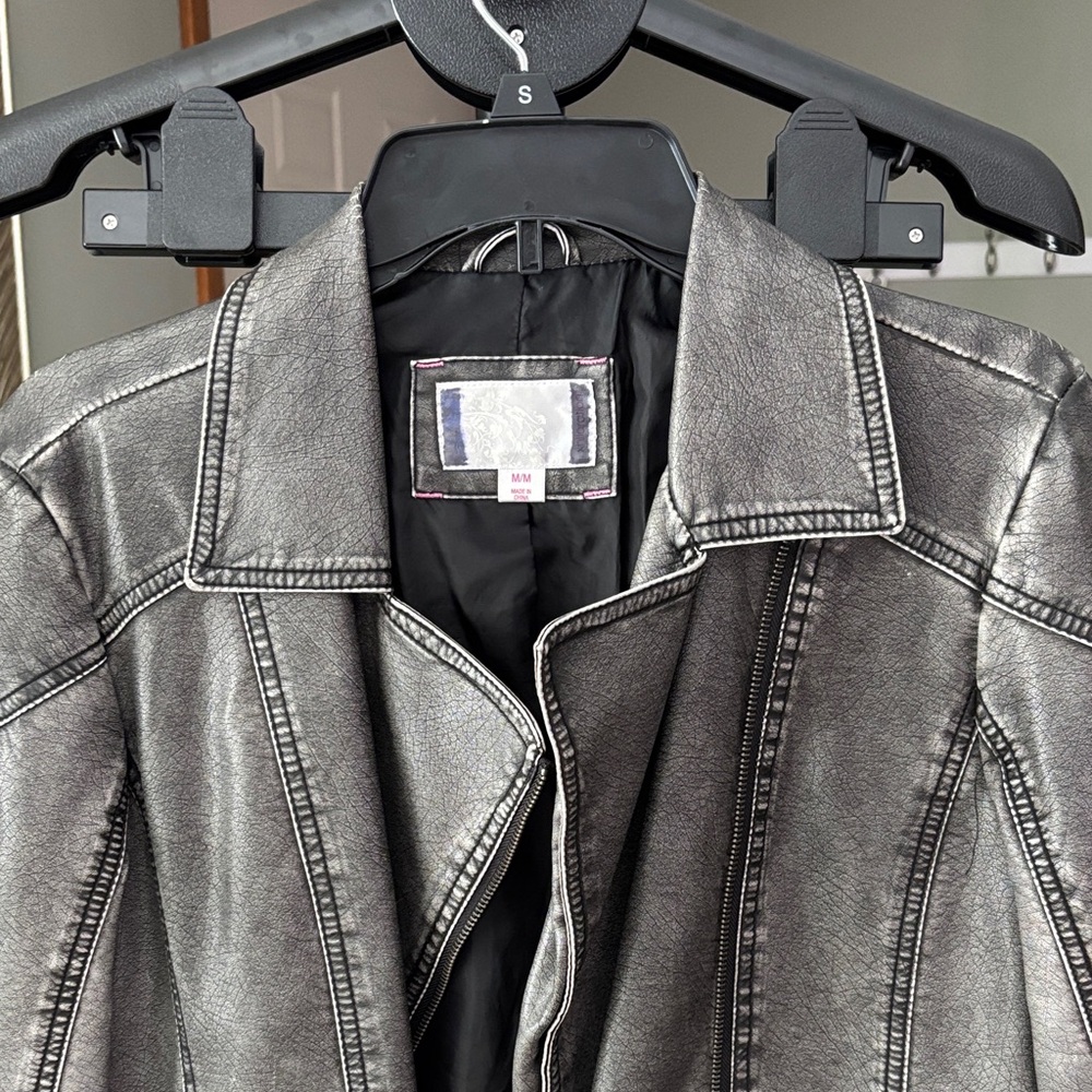 Women's Gray Leather Jacket